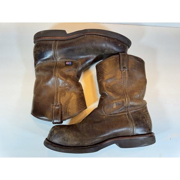 12 D Chippewa Brown Leather Steel Toe Work Boots Slip On Logger Made In USA - Picture 5 of 16